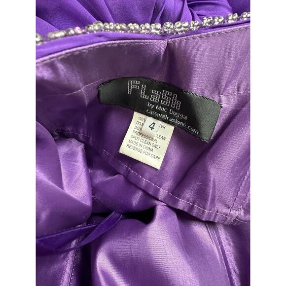 FLASH BY MAC DUGGAL Royal Purple Prom Dress Size 4 Strapless Front Slit Chiffon - Picture 6 of 7